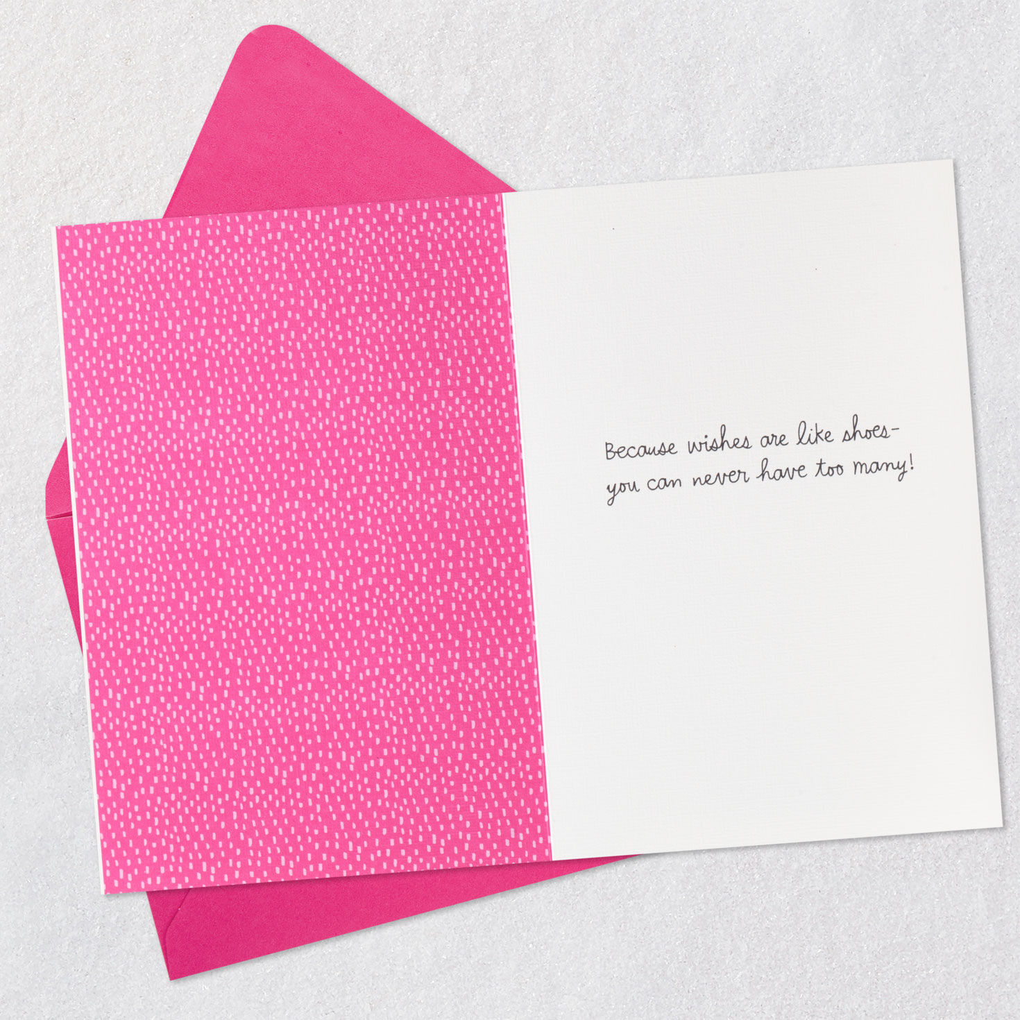 Stacks of Shoes and Gifts Birthday Card for Her Open card with envelope image number 3