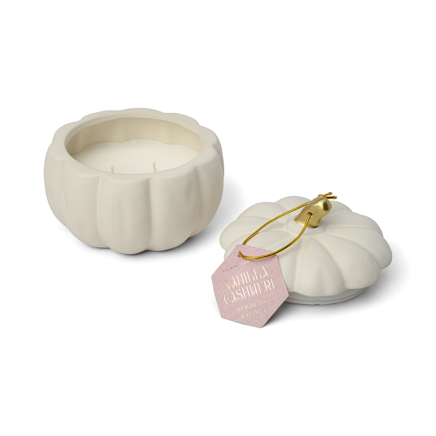 Foundry Vanilla Cashmere Scented White Pumpkin Candle, 10 oz.