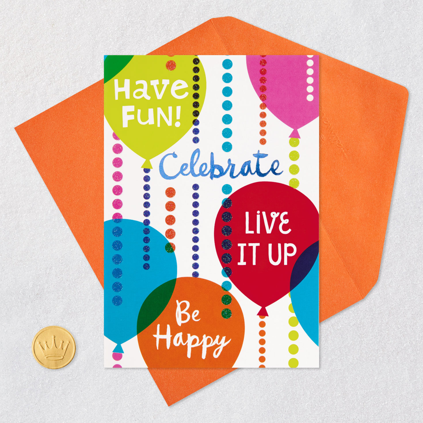 Bright Balloons Happy Birthday Card Card Front with Envelope and Gold Seal image number 5