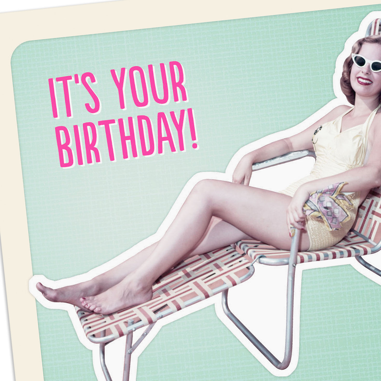 Vintage Woman Lounging Funny Birthday Card Card Front Detail image number 4