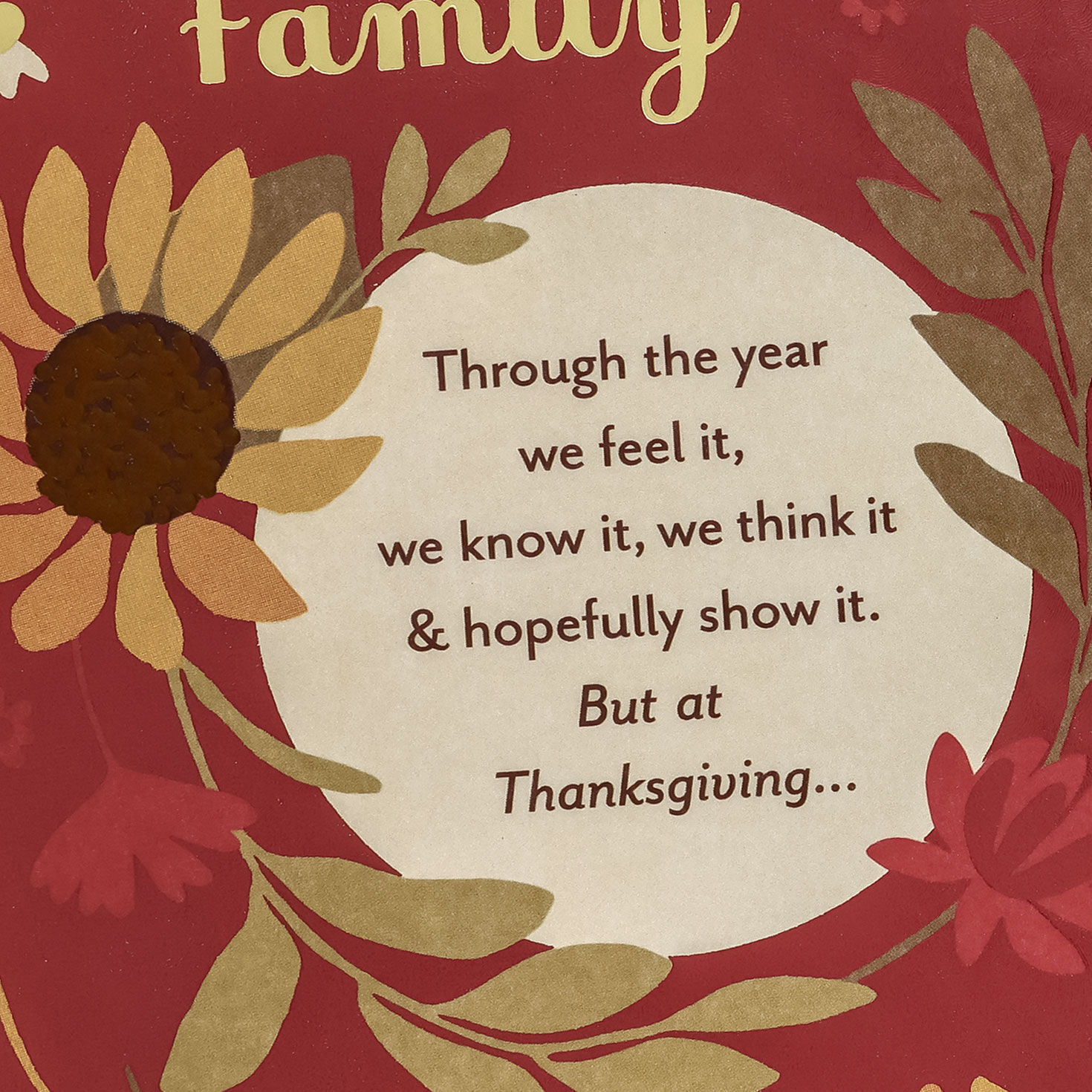 Yellow Flowers Religious Thanksgiving Card for Family Card Front Detail image number 5