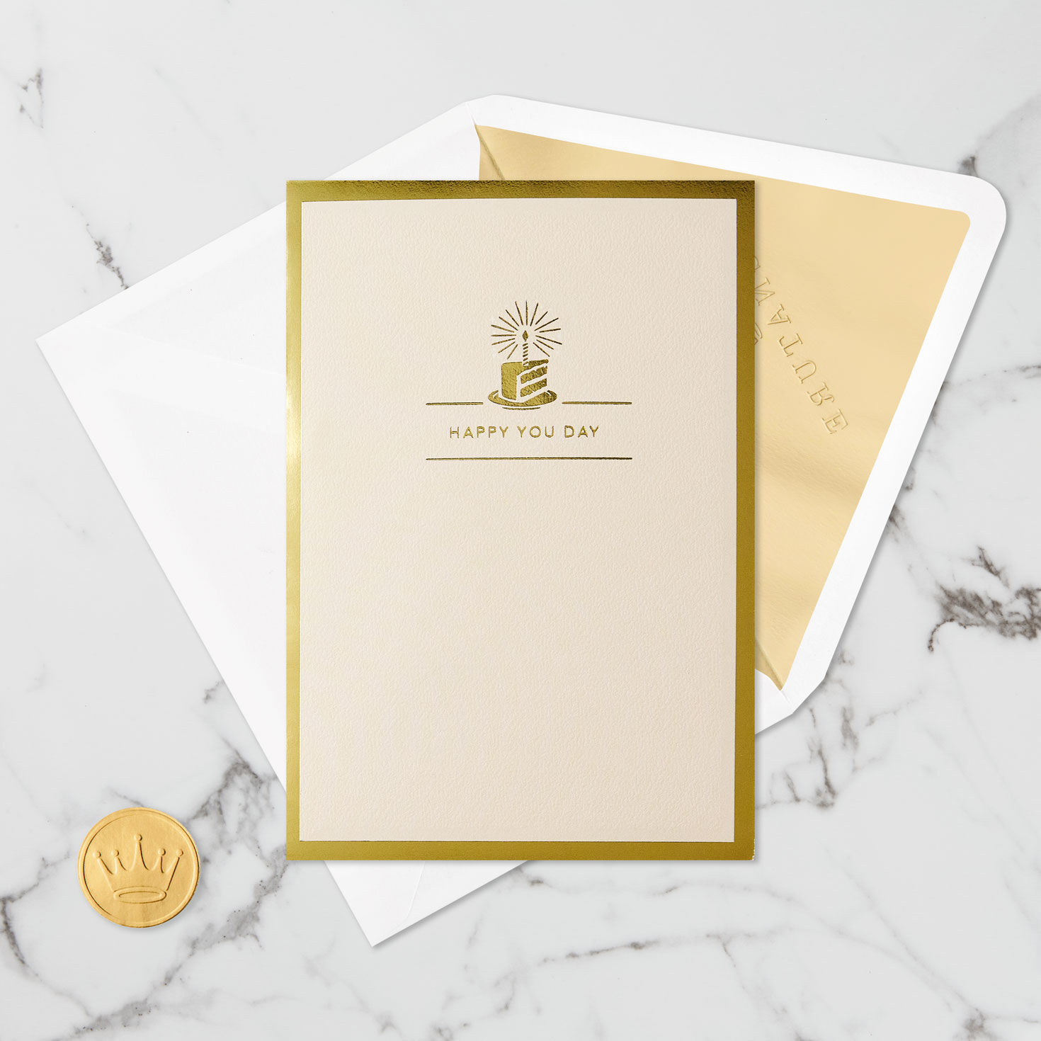 Gold Chocolate Cake Pop-Up Birthday Card Card Front with Envelope and Gold Seal image number 5