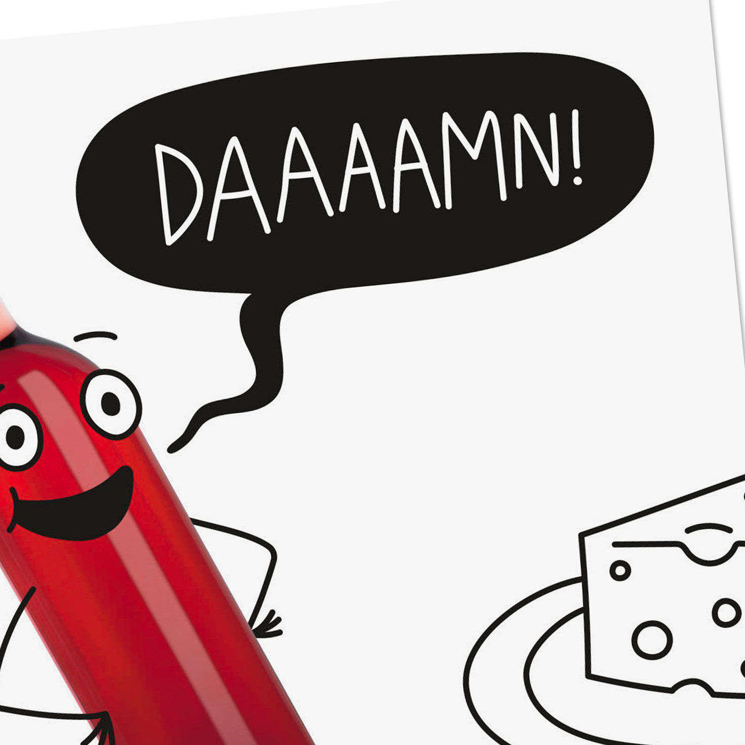 Red Wine Cartoon Funny Birthday Card Card Front Detail image number 4