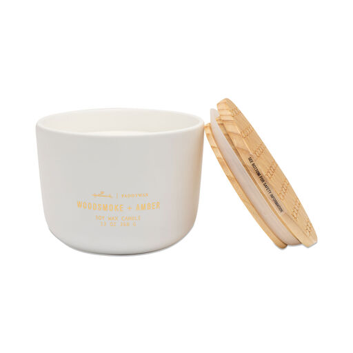 Paddywax Woodsmoke & Amber 3-Wick Ceramic Candle, 13 oz., 