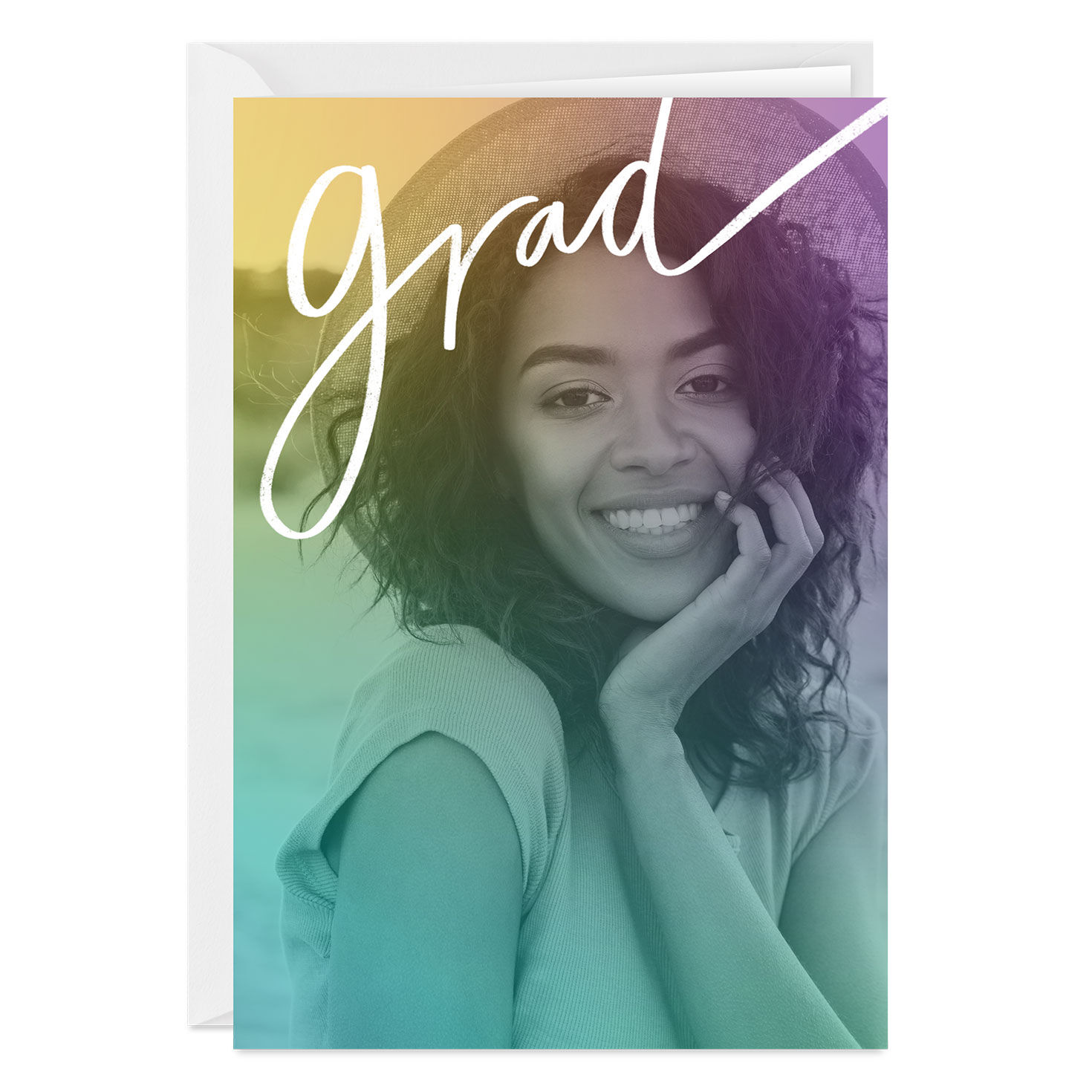 Personalized Rainbow Ombré Graduation Photo Card