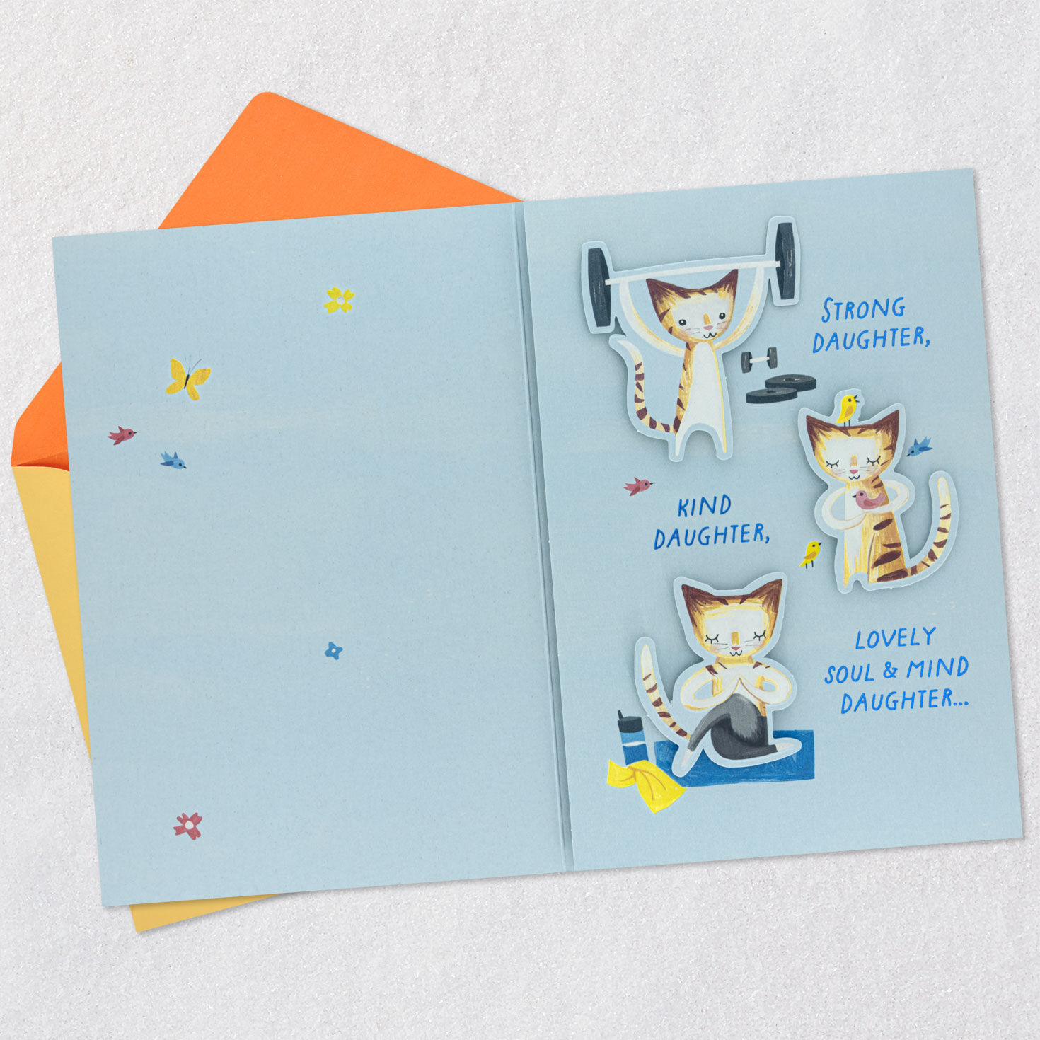 Cute 3D Cats Daughter Birthday Card Open card with envelope image number 4
