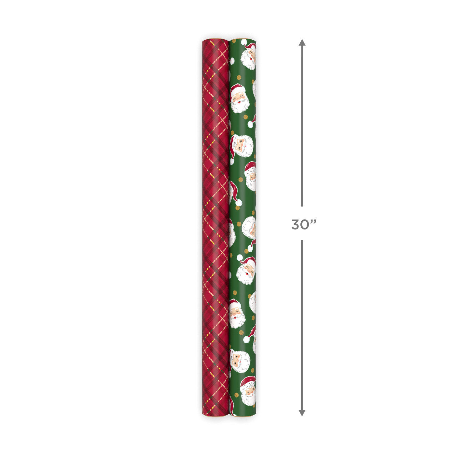 Santa Faces and Red Plaid Gift Wrap Rolls measurement image number 7