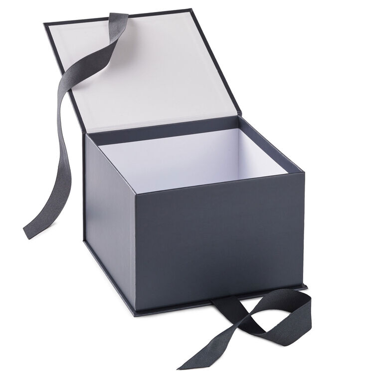 7.2" Solid Gray Large Square Gift Box, Gray, large image number 4