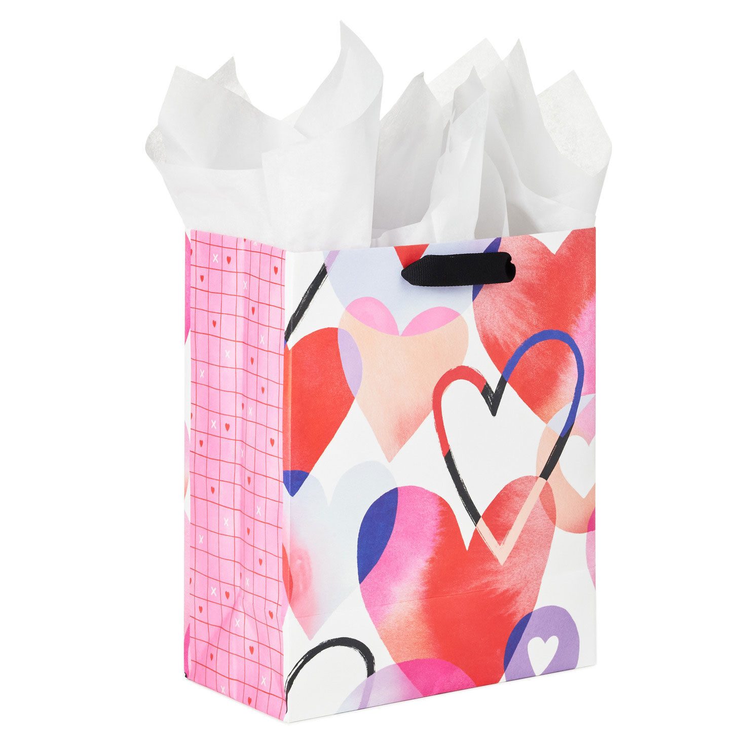 9.6" Watercolor Hearts Medium Valentine's Day Gift Bag With Tissue Paper, , large image number 6
