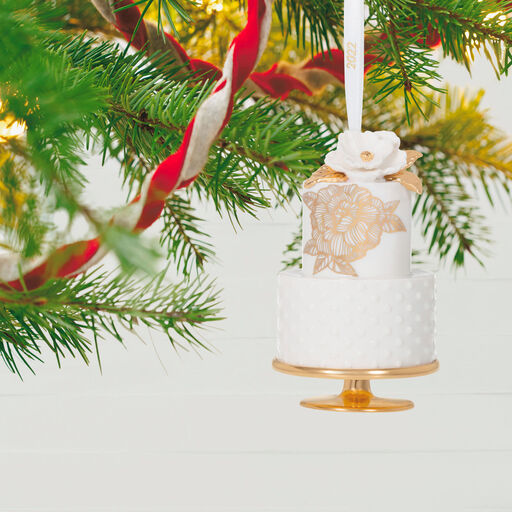 A Sweet Beginning Wedding Cake 2022 Porcelain Ornament, 