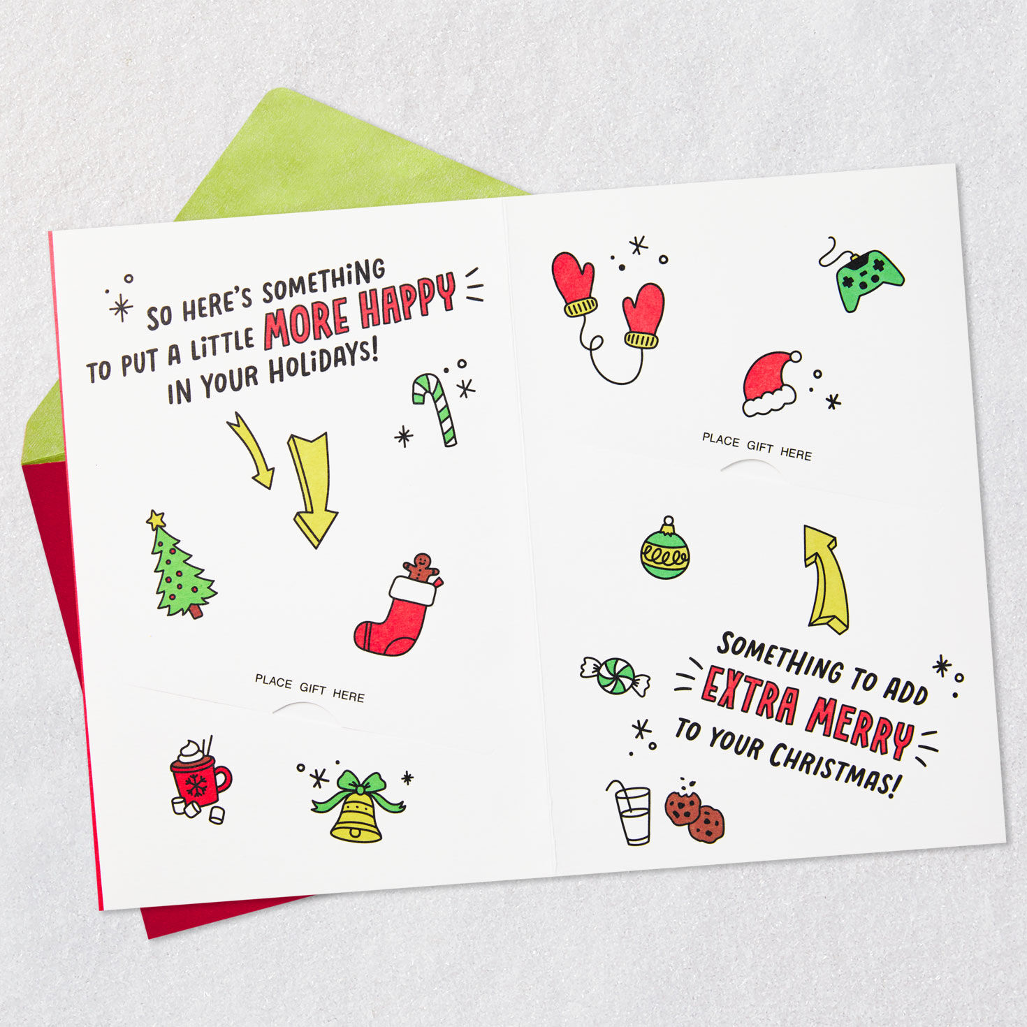 Red and Silver Gift Card Holder Christmas Card Open card with envelope image number 4