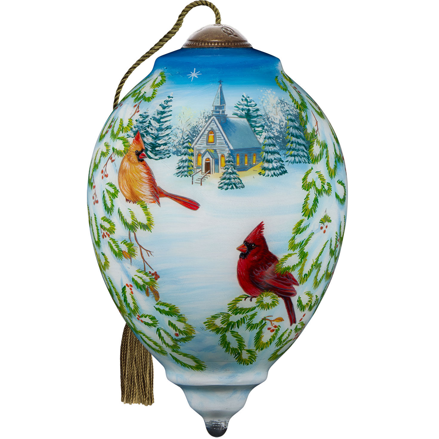 Ne'Qwa Art Let Heaven and Nature Sing Glass Christmas Tree Ornament, 5.6"