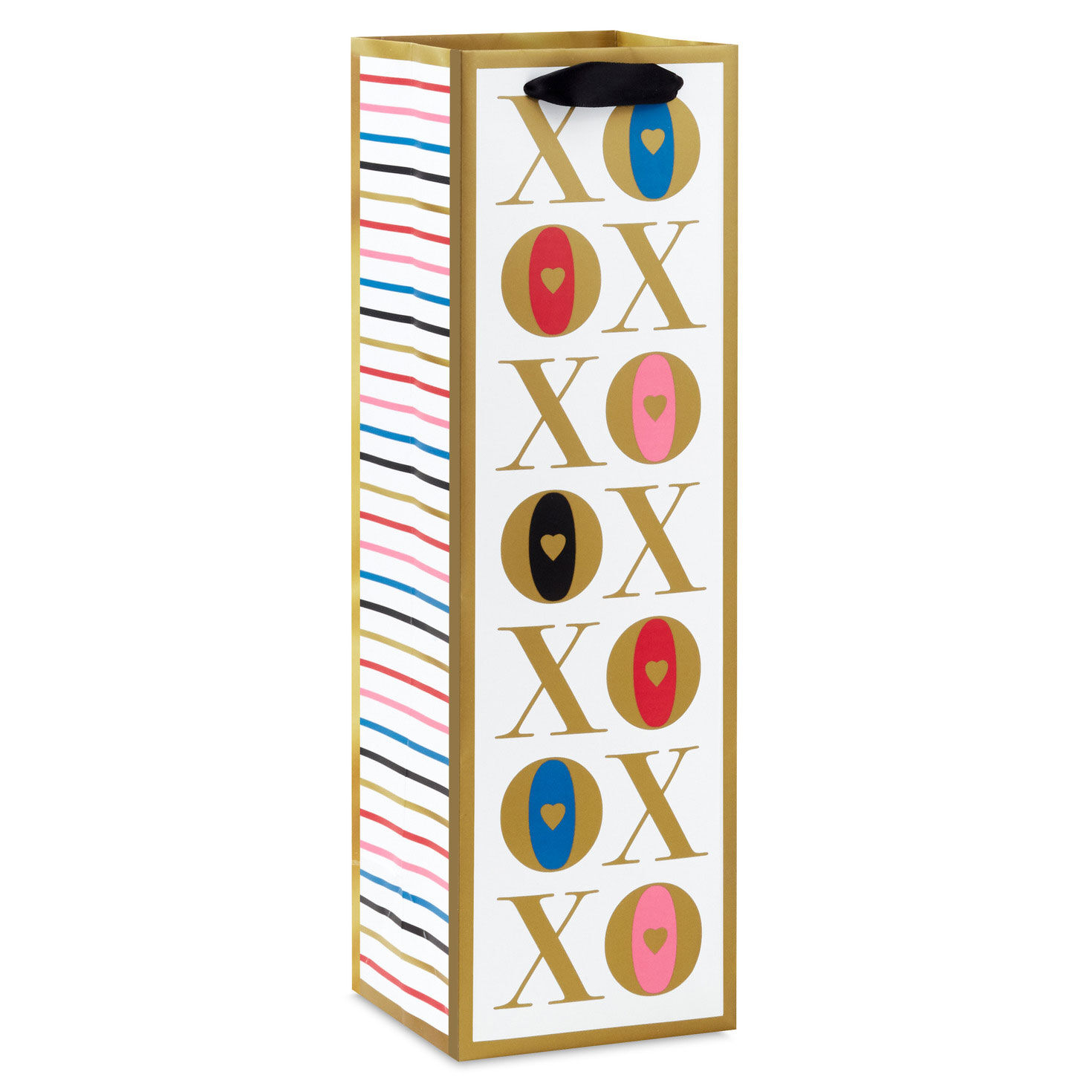 13" Gold XO Patterns Valentine's Day Wine Gift Bag
