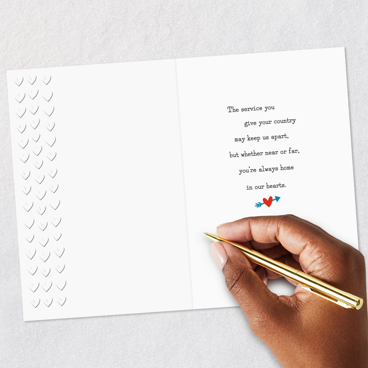 Red, White and Blue Hearts Military Deployment Card Signing card image number 6