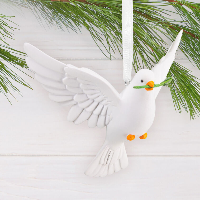 White Dove Christmas Ornament Hanging on tree image number 2