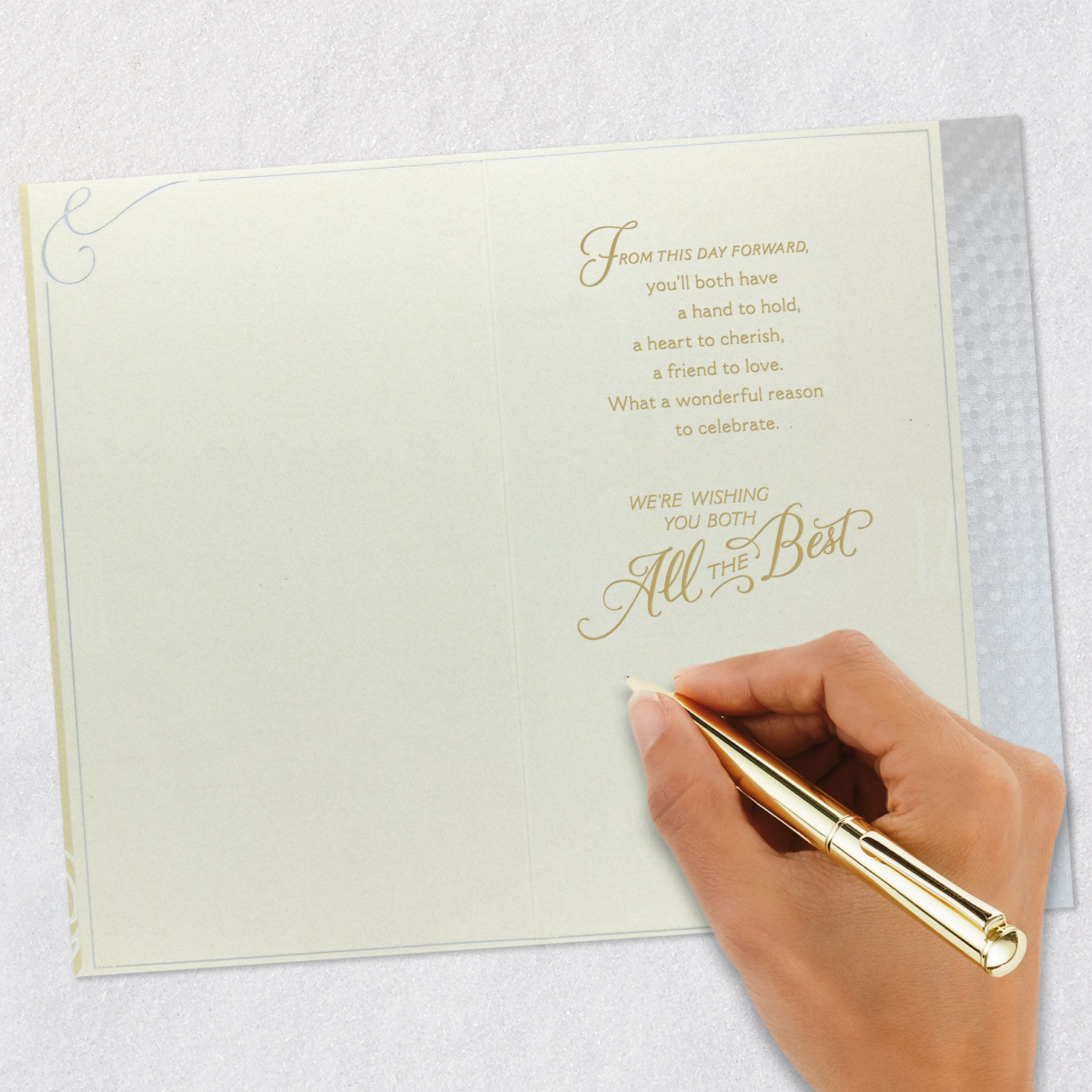 Silver and Gold Heart Wedding Card from Us  image number 6