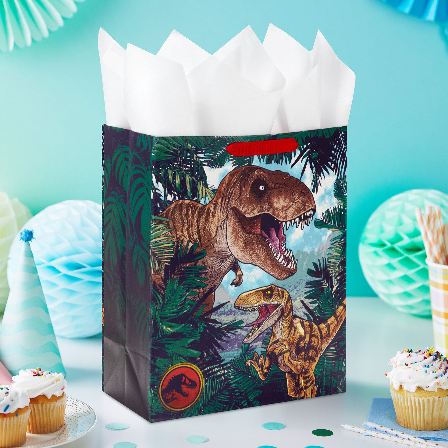 13" Jurassic Park T-Rex Territory Large Gift Bag With Tissue Paper, , large image number 2