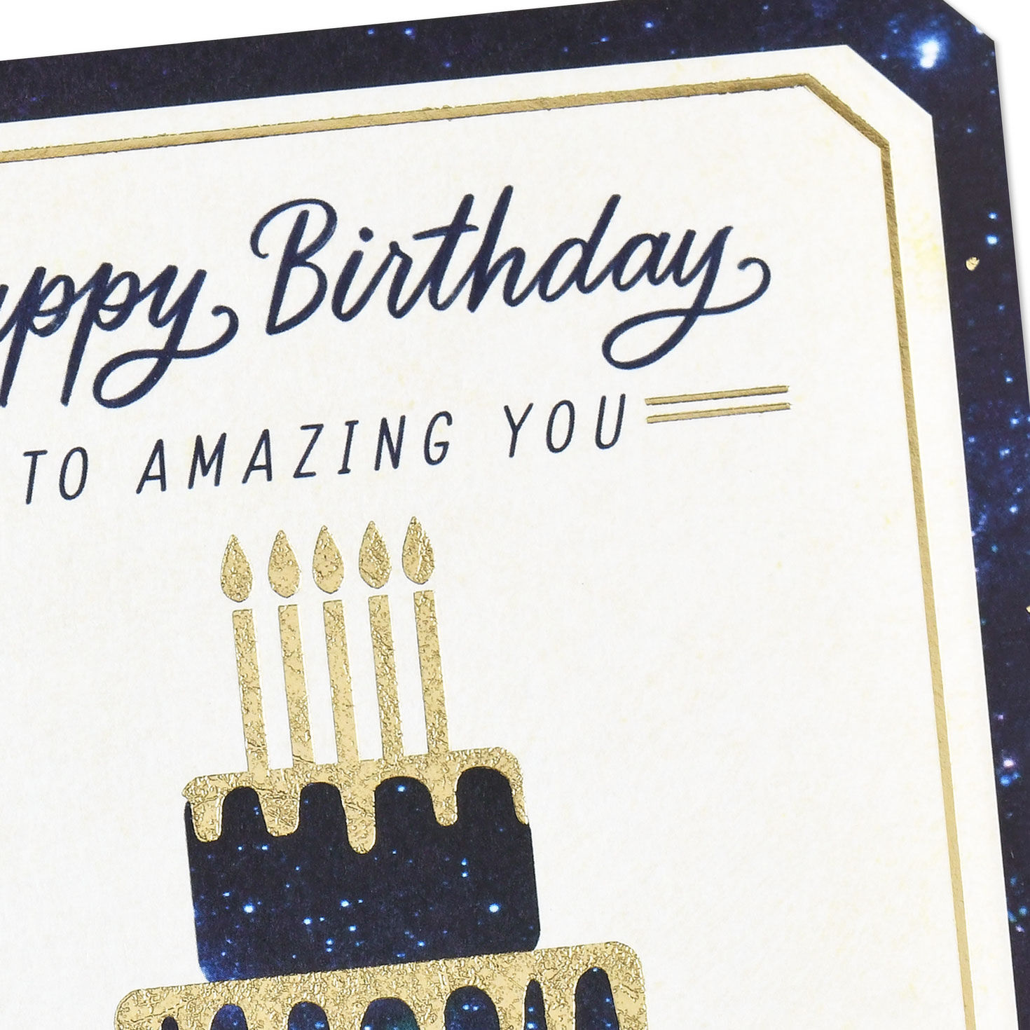 Blue and Gold Celestial Cake Birthday Card Card Front Detail image number 4