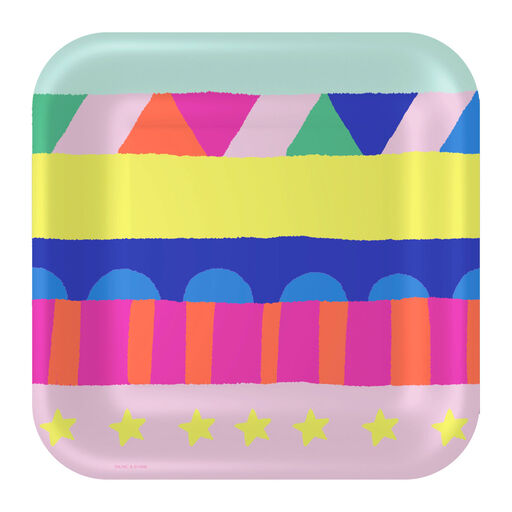 Stacked Geometrics Square Dinner Plates, Set of 8, 