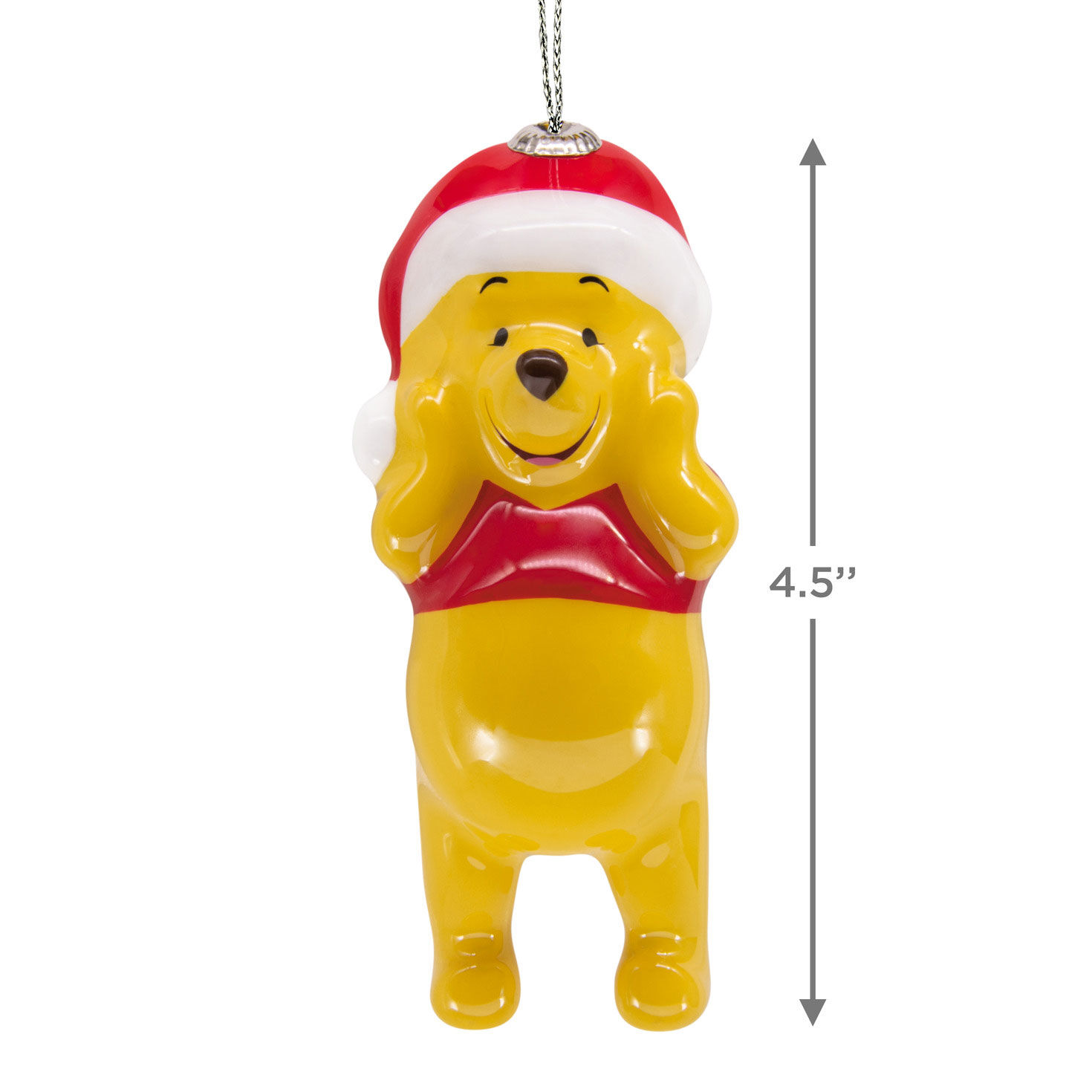 Winnie the Pooh in Santa Hat Christmas Ornament measurement image number 3