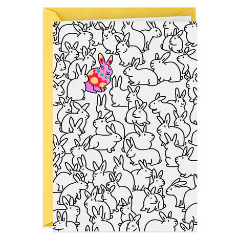 Colorful Bunny You Stand Out in a Crowd Funny Easter Card, , large