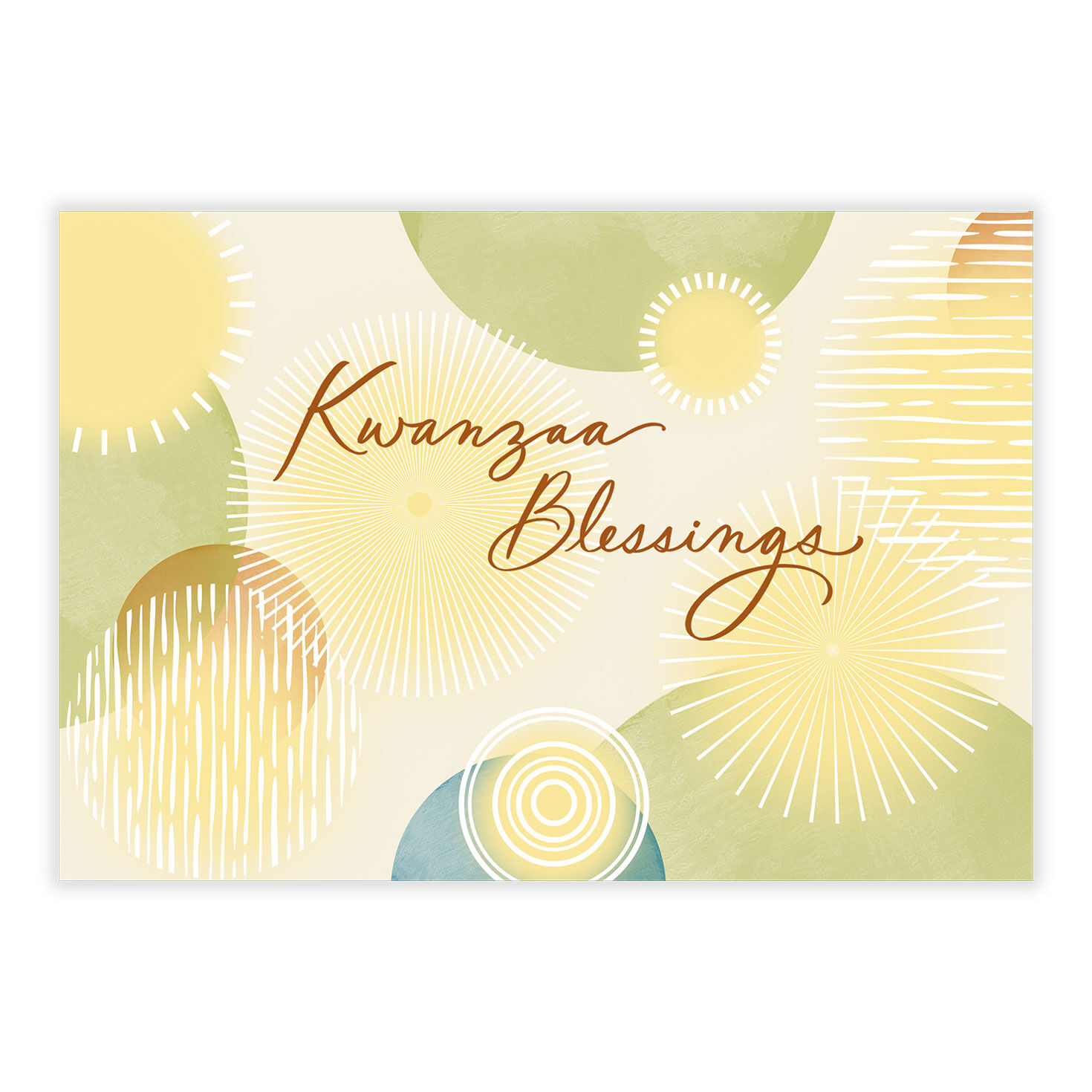 Yellow Green Orange Circles Personalized Kwanzaa Card front image number 2