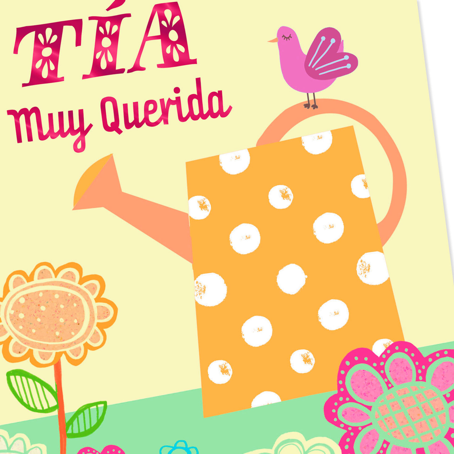 Watering Can SpanishLanguage Mother's Day Card for Aunt Greeting