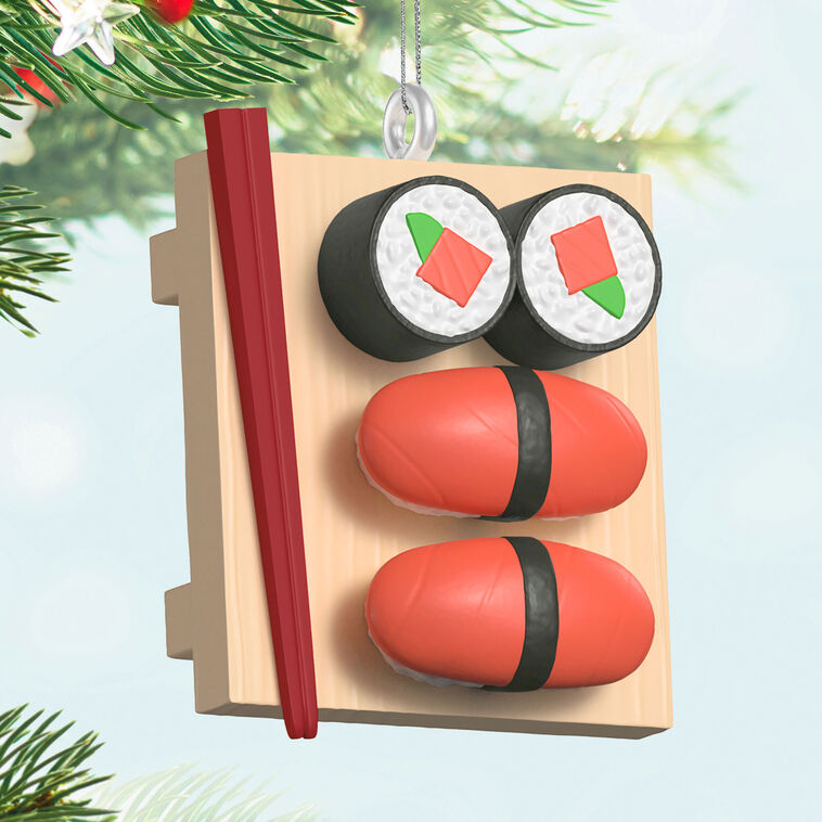 Mini Sushi Board Keepsake Ornament Hanging on tree image number 2