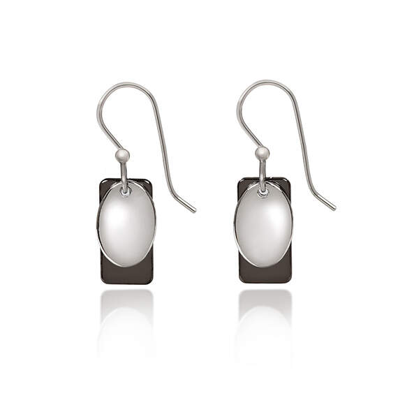 Silver Forest Rectangle and Oval Layered Silver-Tone Drop Earrings