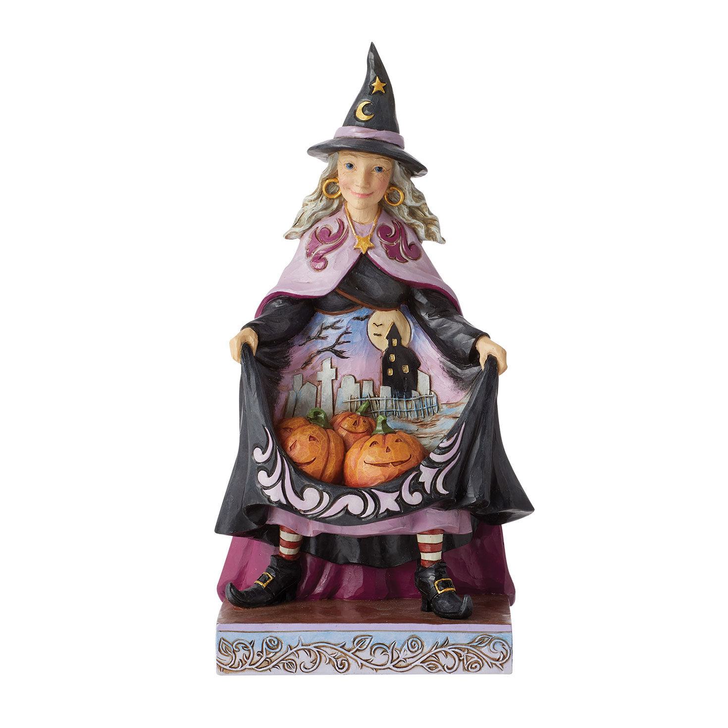 Jim Shore Witch With Pumpkin Scene Skirt Figurine, 8.2"