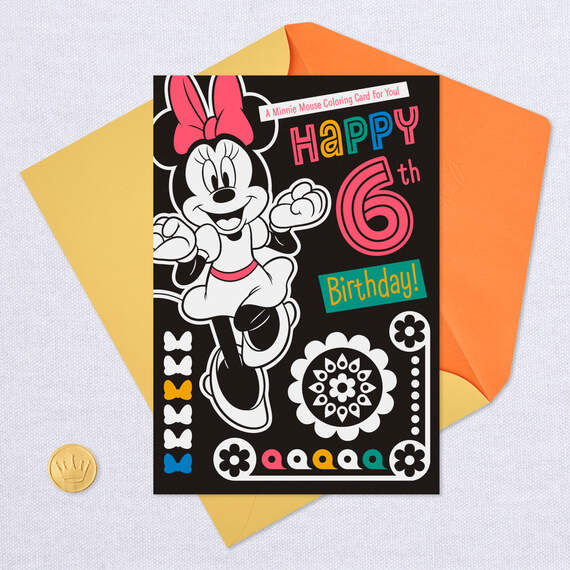 Disney Minnie Mouse Special Girl 6th Birthday Card With Coloring Activity, , large image number 5