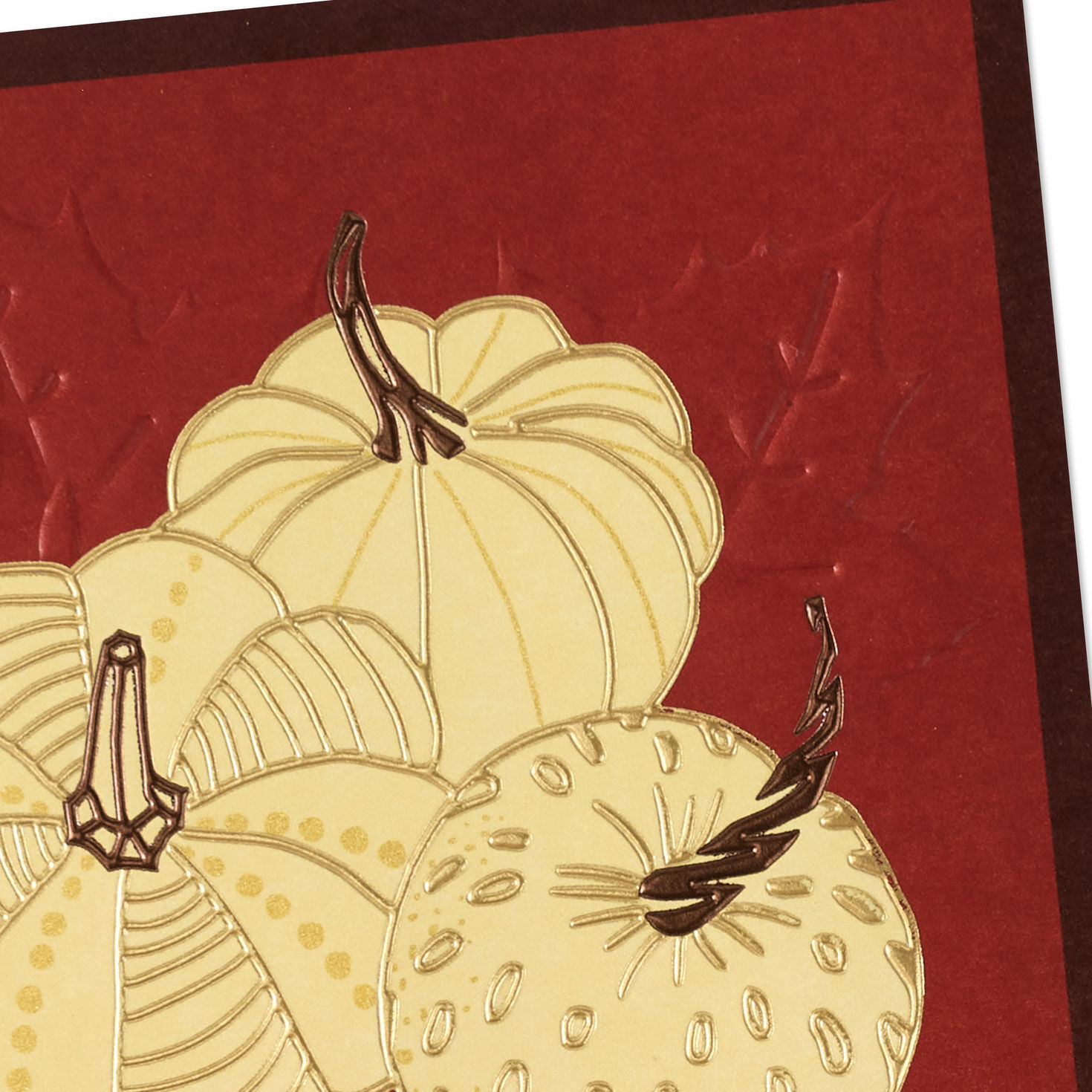 Pumpkins and Leaves Thanksgiving Card Card Front Detail image number 4