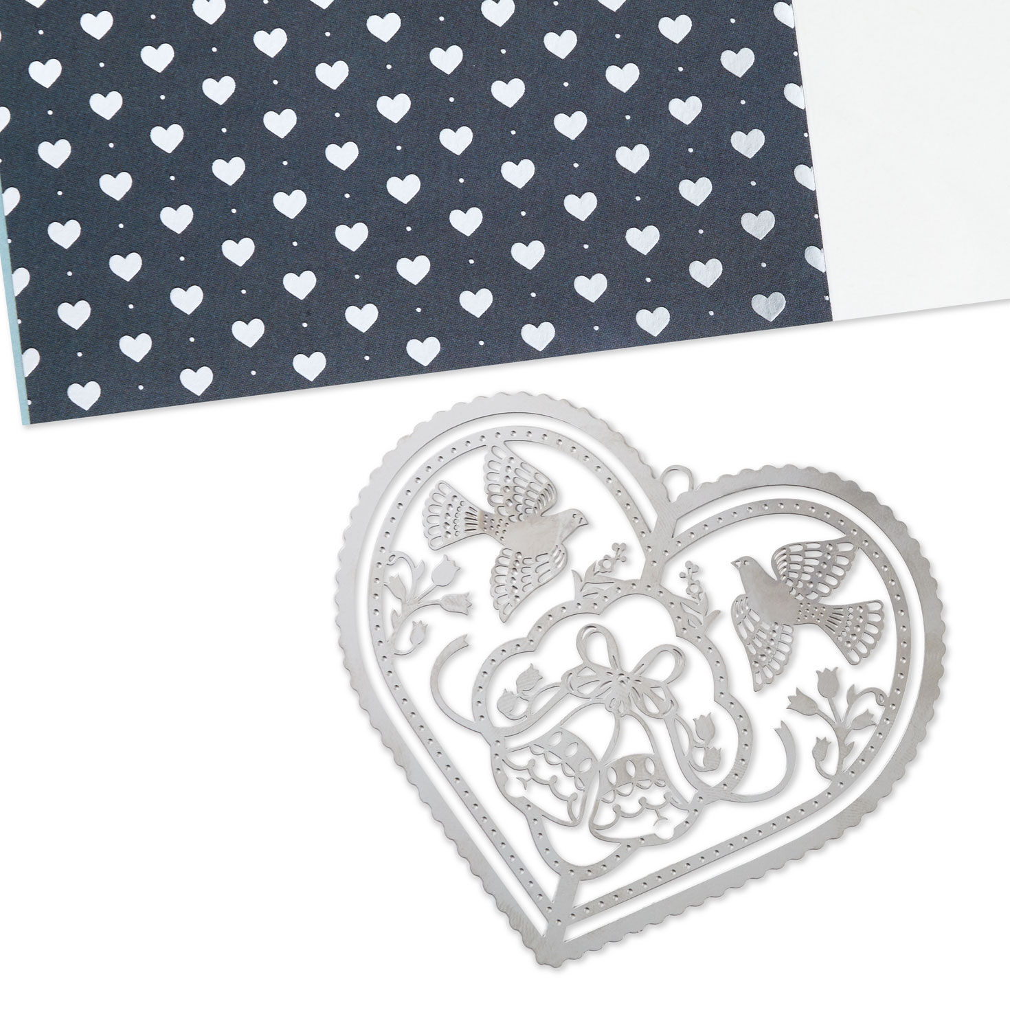 Doves in Heart Wedding Card With Ornament attachment image number 5