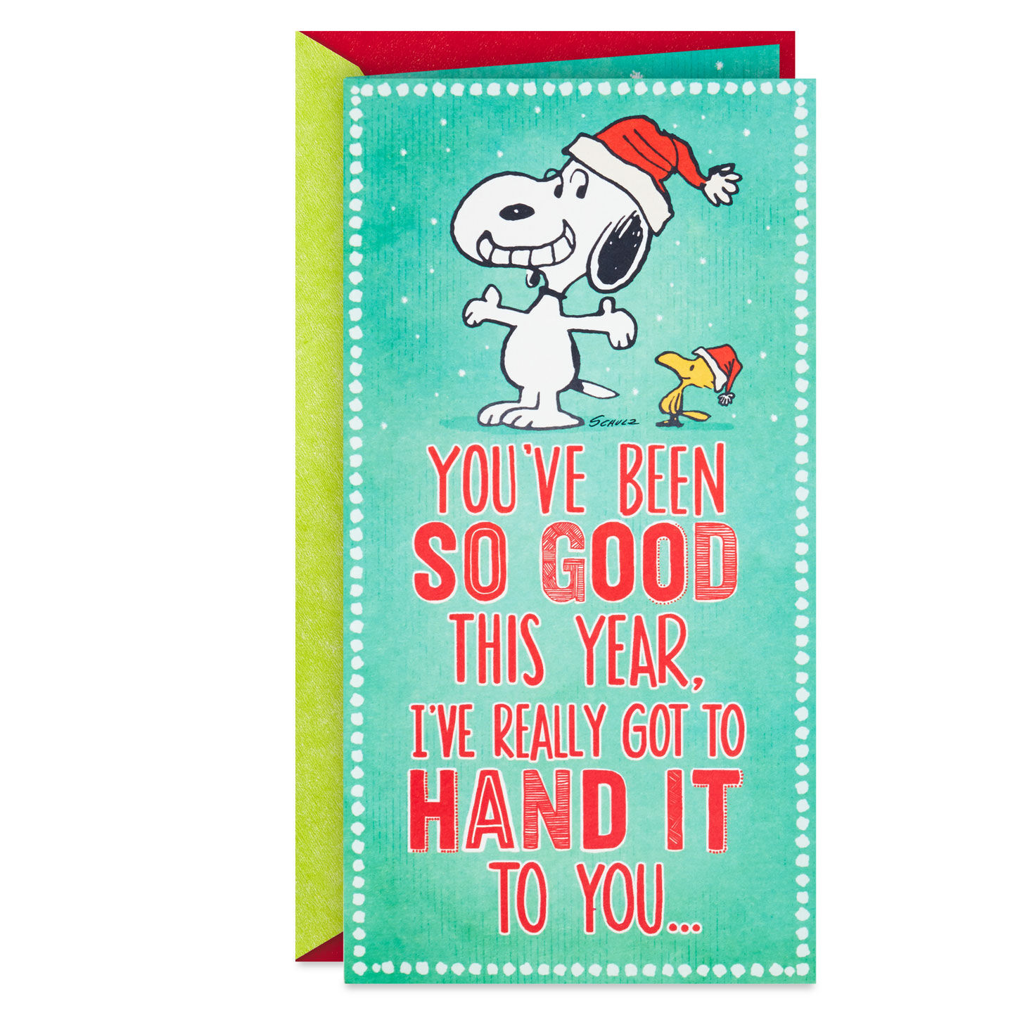 Peanuts® Snoopy and Woodstock Have to Hand It to You Funny Pop-Up Money-Holder Christmas Card