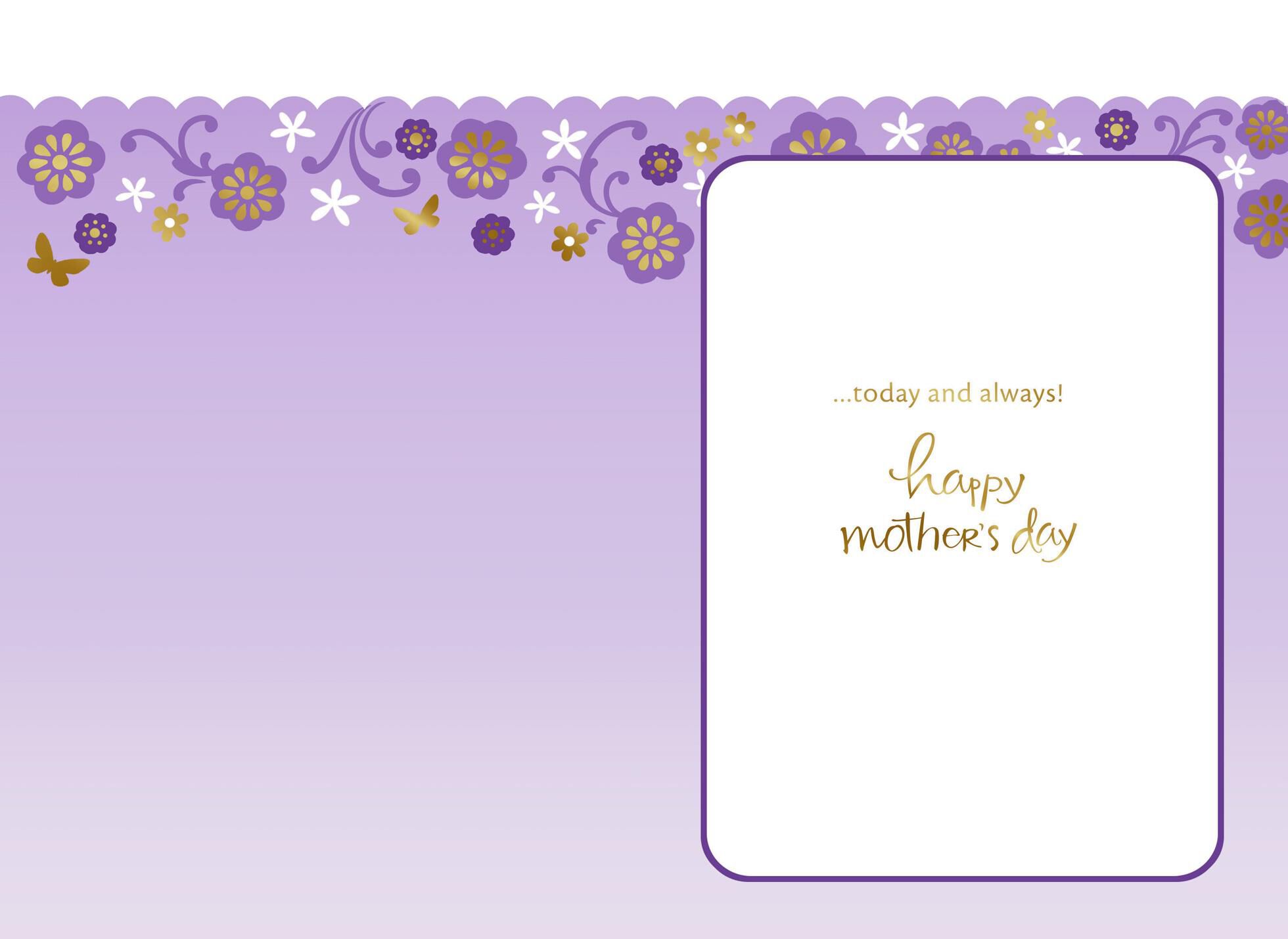 Purple and Gold Floral Heart Mother's Day Card