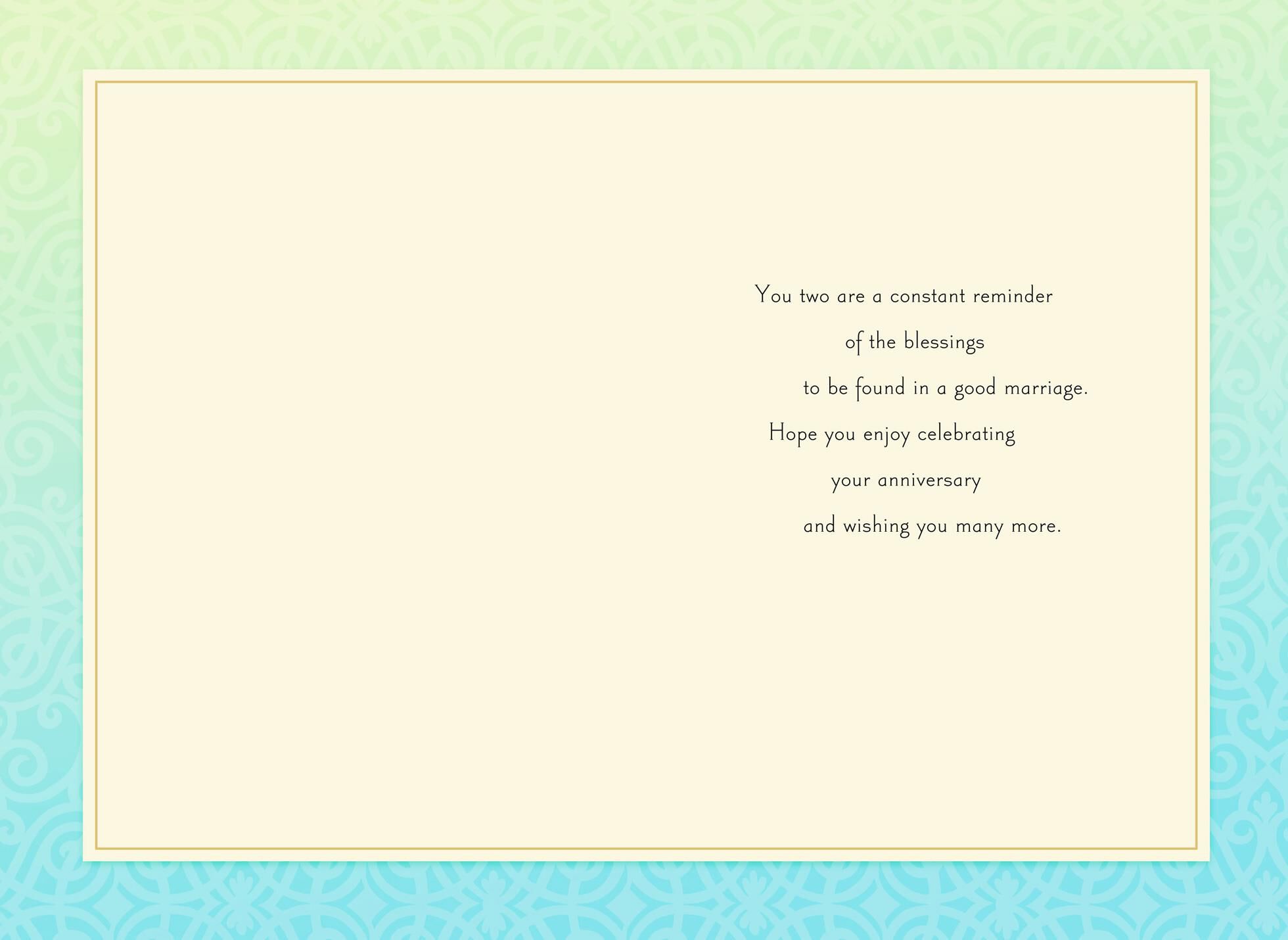 Blue Flowers Blessings Anniversary Card for Couple