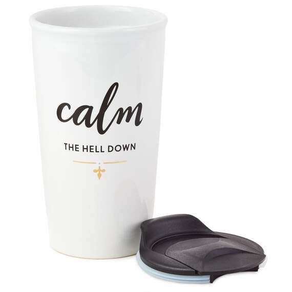 Calm the Hell Down Ceramic Travel Mug, 10 oz., , large image number 2