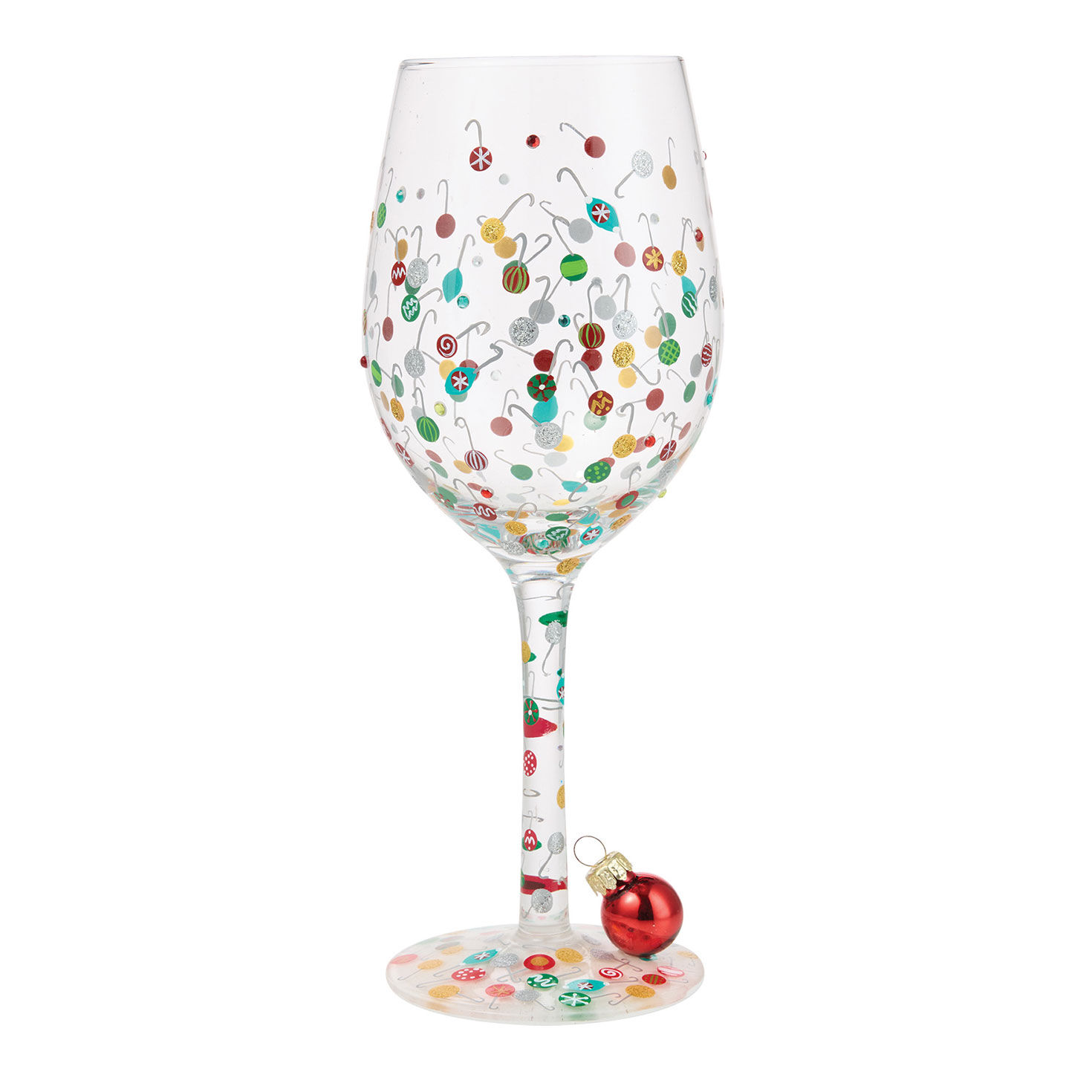 Colored Ball Ornaments Painted Christmas Wine Glass back image number 3