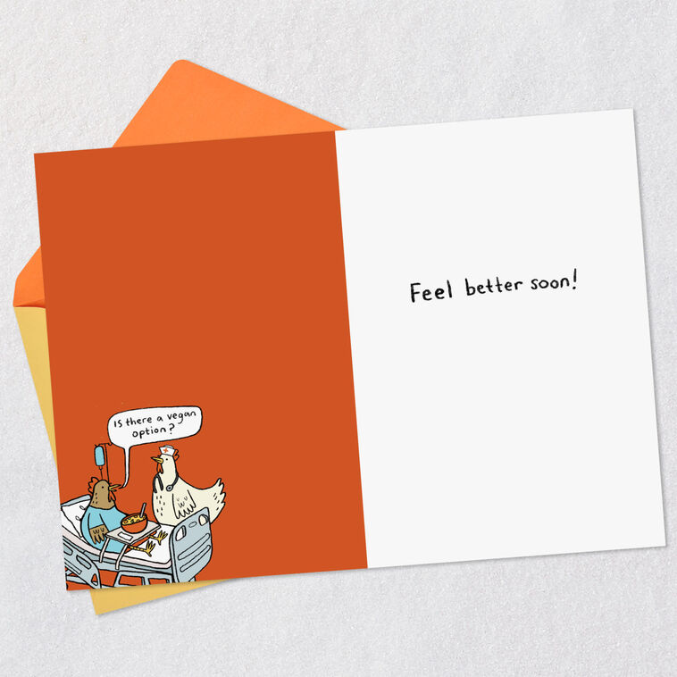 Chicken Soup Funny Get Well Soon Card Open card with envelope image number 3