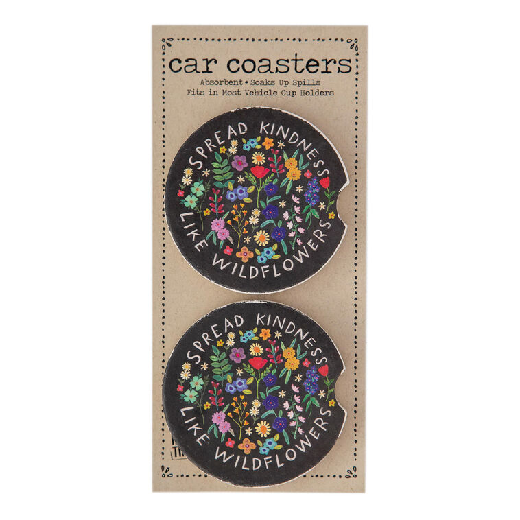 Natural Life Spread Kindness Ceramic Car Coasters, Set of 2