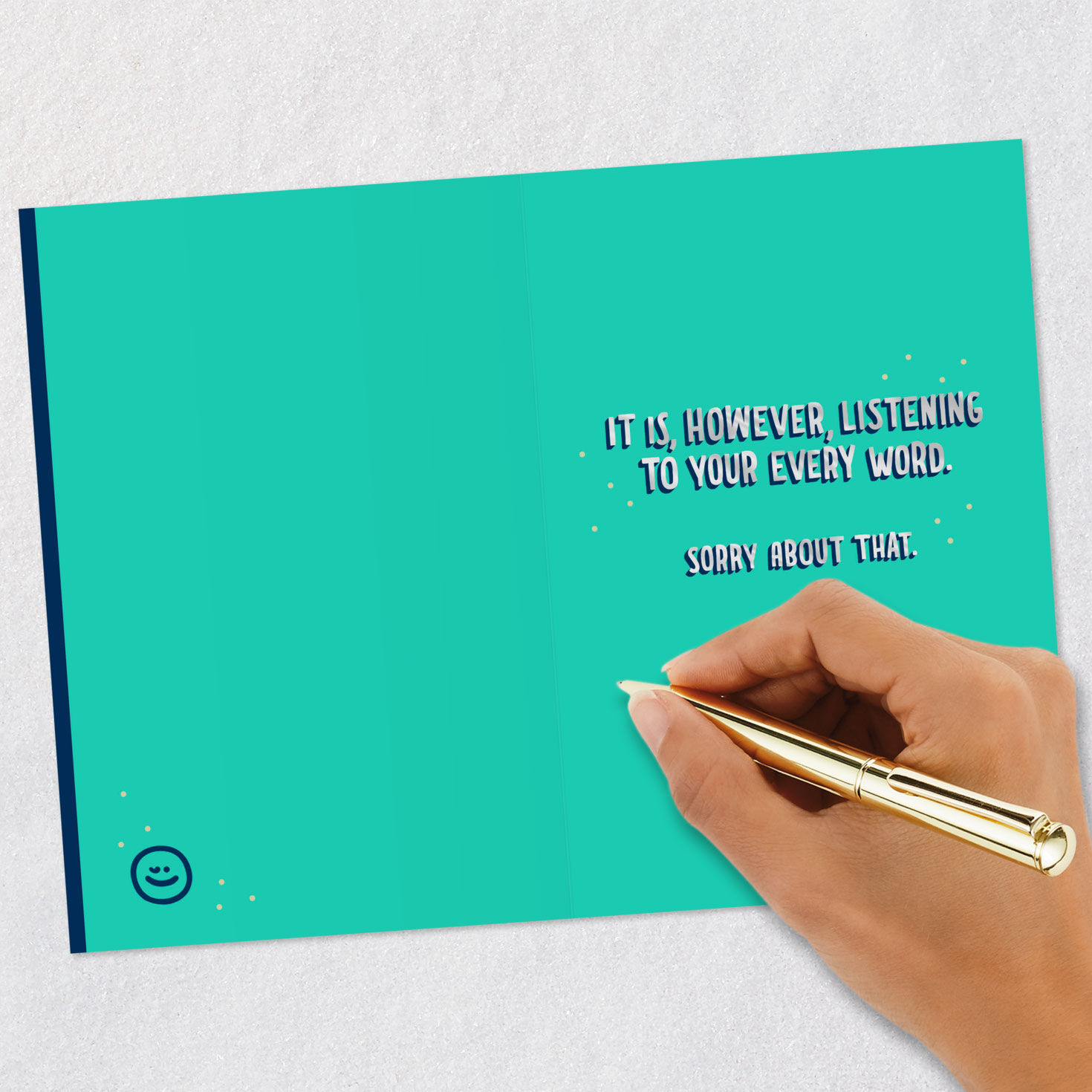 Blue, Silver and Gold Analog Funny Birthday Card signing card image number 6