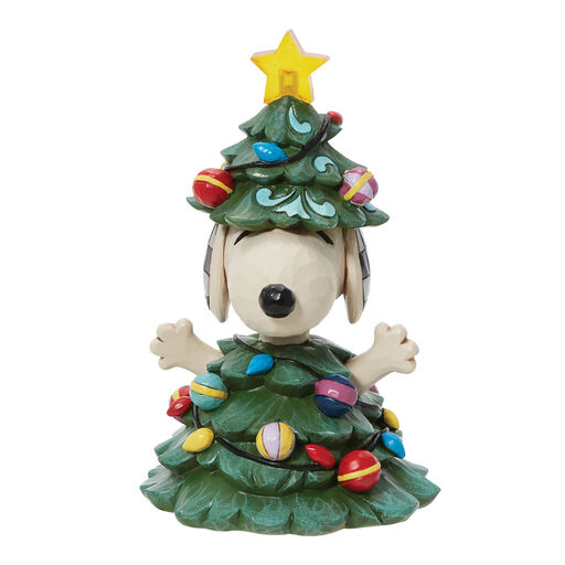 Jim Shore Peanuts Snoopy As Christmas Tree With Light Figurine, 5.5", 