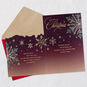 Gold and Blue Snowflakes on Purple Christmas Card Open card with envelope image number 2