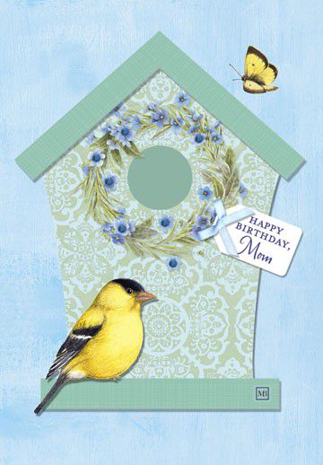 Bastin Birdhouse Mom Birthday Card