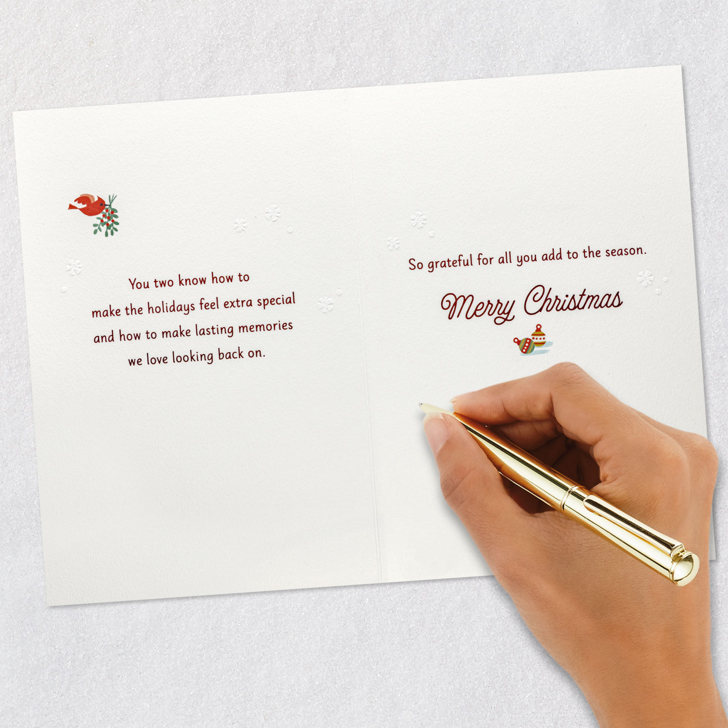 Snowman Couple Christmas Card for Brother and His Wife Signing card image number 7