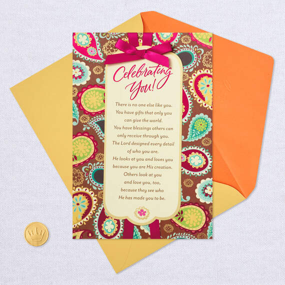 Bright Paisley Pattern Religious Birthday Card for Her, , large image number 6