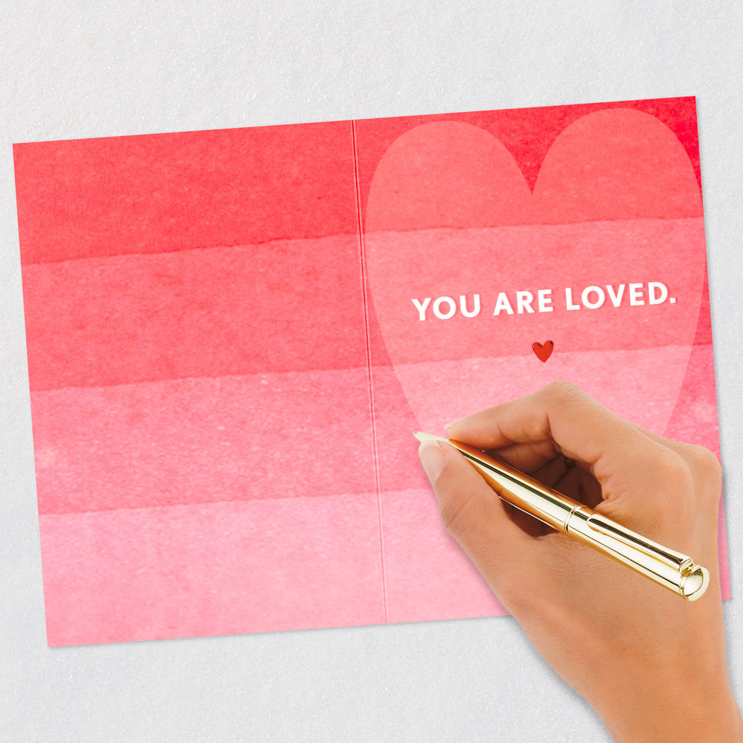 Red Ombr&eacute; Stripes and Hearts Friendship Card Signing card image number 6