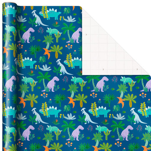 Dinosaurs on Blue Wrapping Paper, 20 sq. ft., 