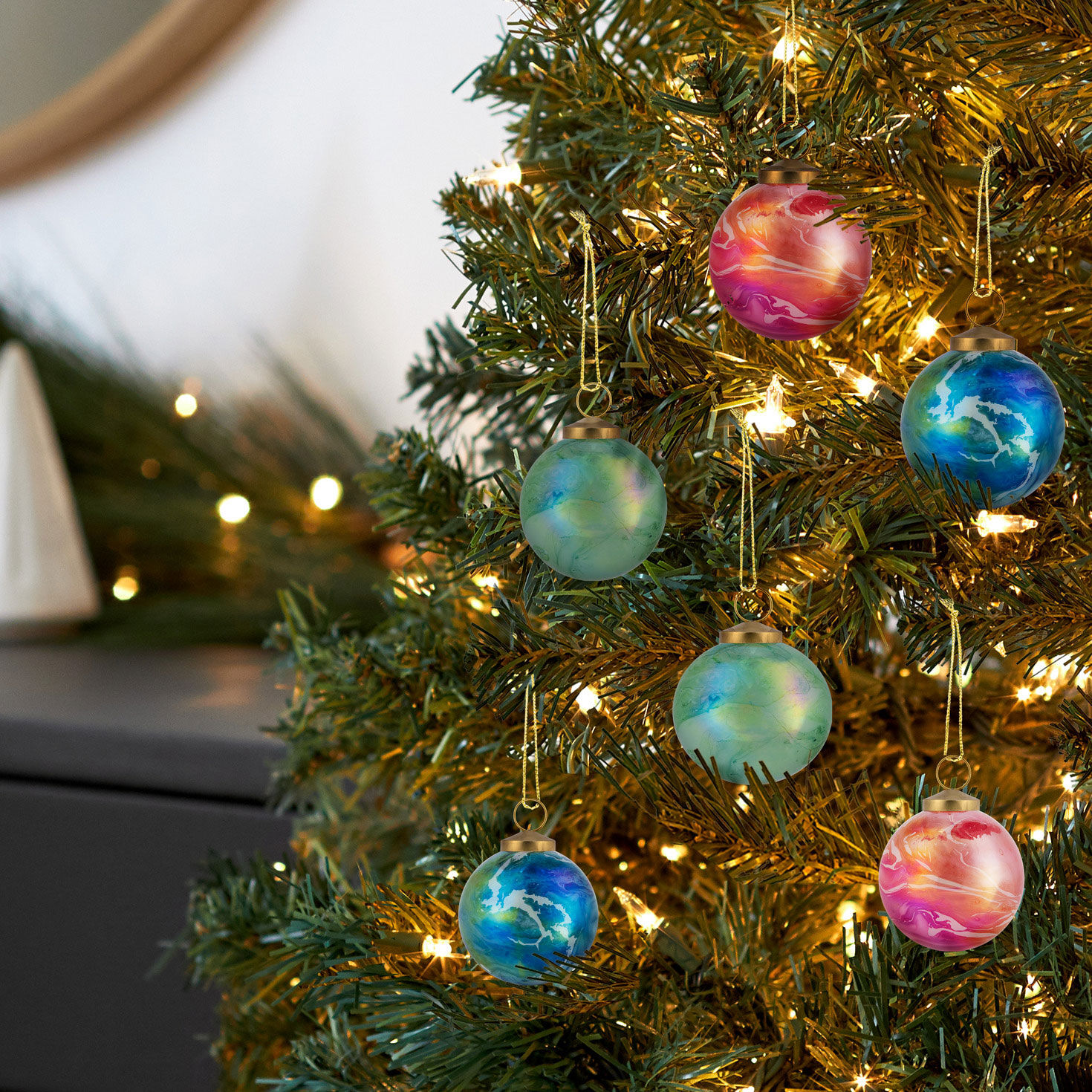 Signature Marbled Glass Hallmark Ornaments, Set of 6 for only USD 40.49 | Hallmark