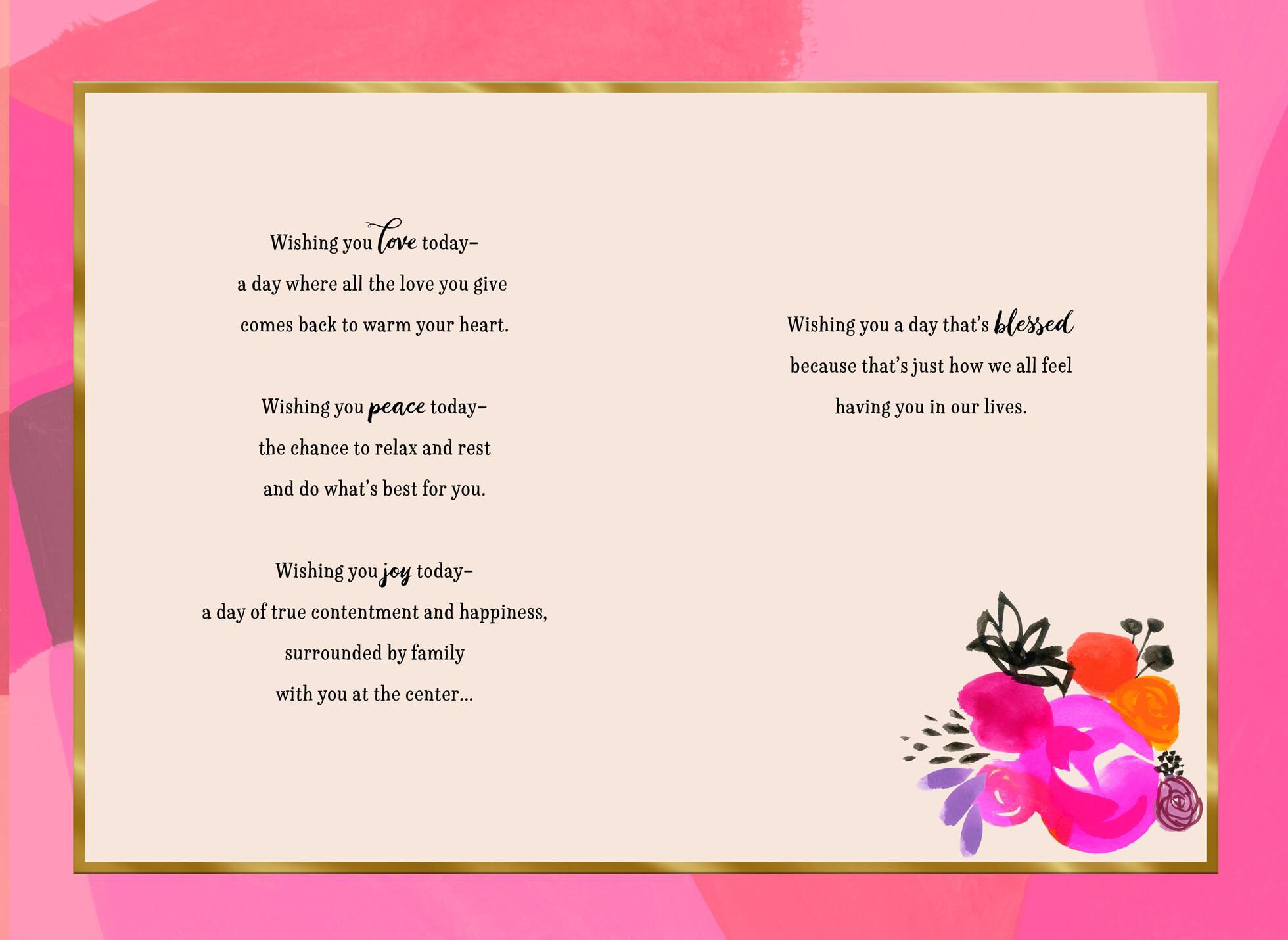 Love, Peace and Joy Mother's Day Card for Daughter From Parents